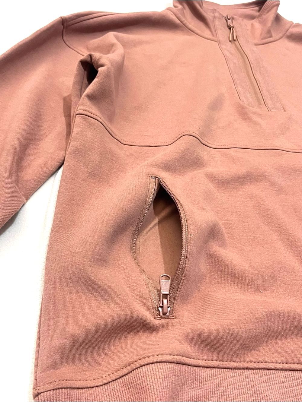 Maurices Dusty Rose Quarter-Zip Pullover Sweatshirt Cuffed Sleeve Women’s Medium - Picture 8 of 15